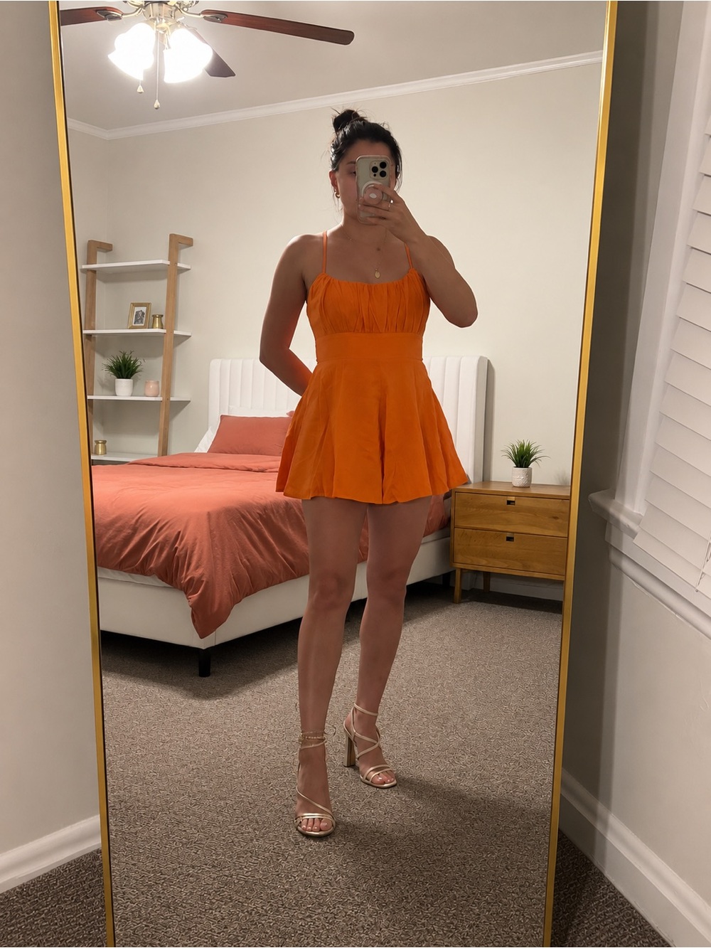 WORN ONCE: Lulus Seeking Smiles Orange Sleeveless Linen Romper - Size S - Picture 2 of 3
